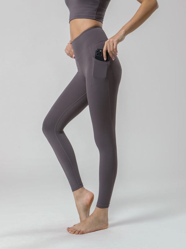 High Waisted Leggings With Pockets Purple / S