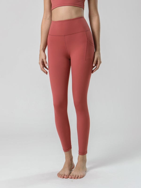 High Waisted Leggings With Pockets Red / XS