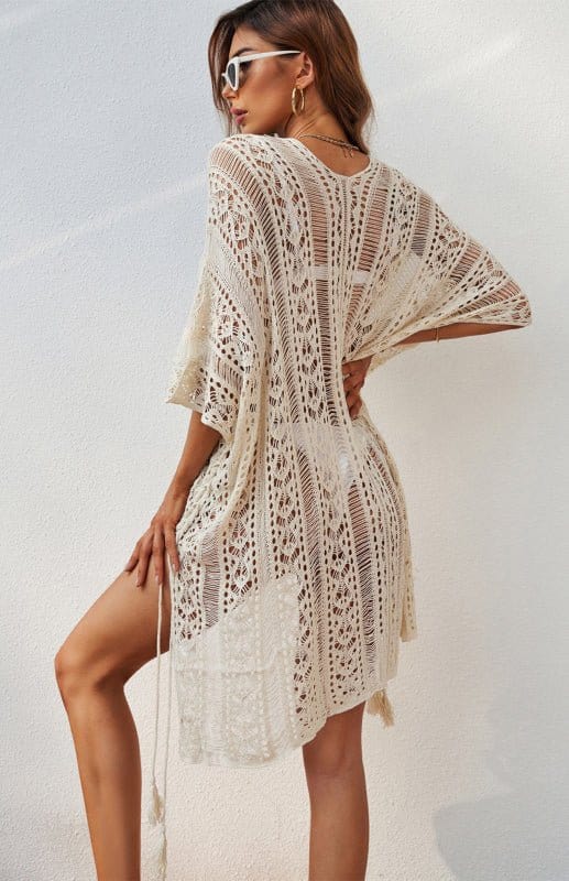 Knitted Cream-Colored Coverup Cream / One size