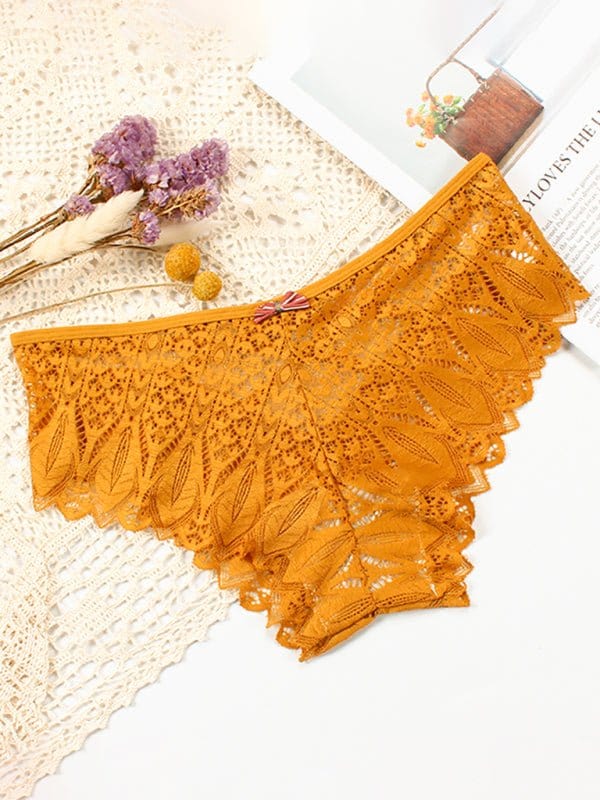 Lace Cross Strap Cheeky Panties Amber yellow / S