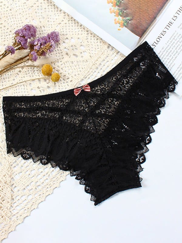 Lace Cross Strap Cheeky Panties Black / S