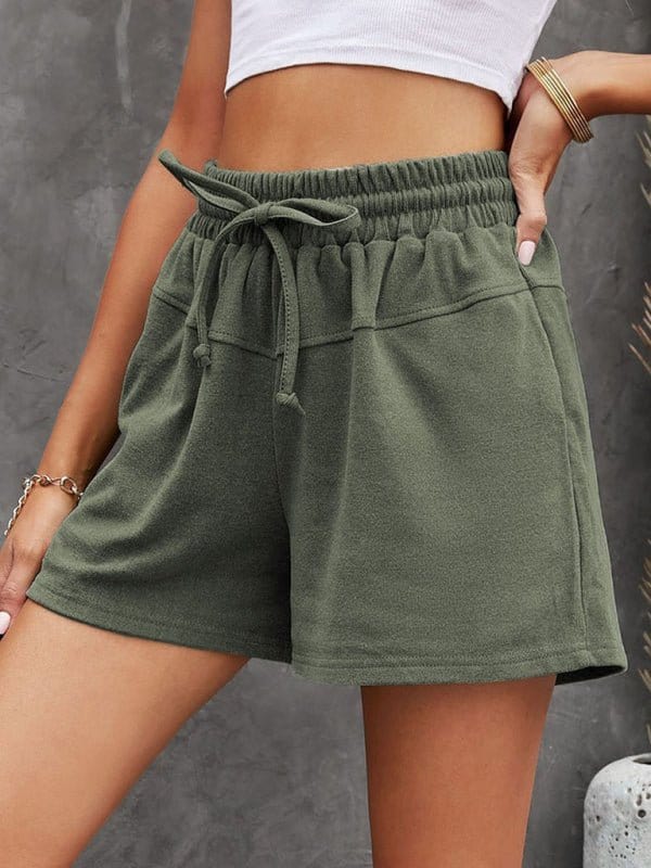 Lace Up Sweat Shorts with Pockets