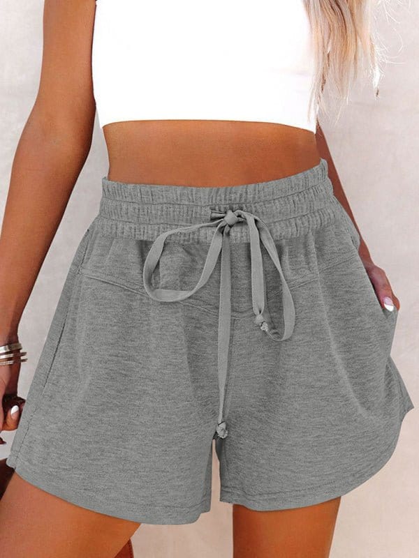 Lace Up Sweat Shorts with Pockets Grey / S