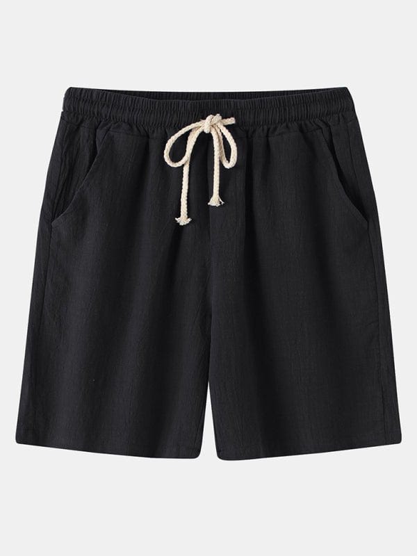 Linen Drawstring Shorts Black / S