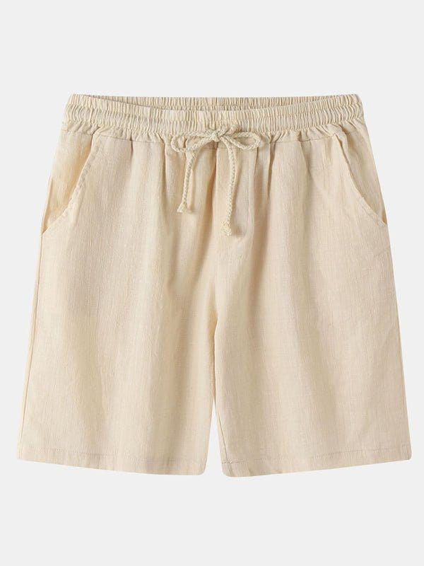 Linen Drawstring Shorts Khaki / S