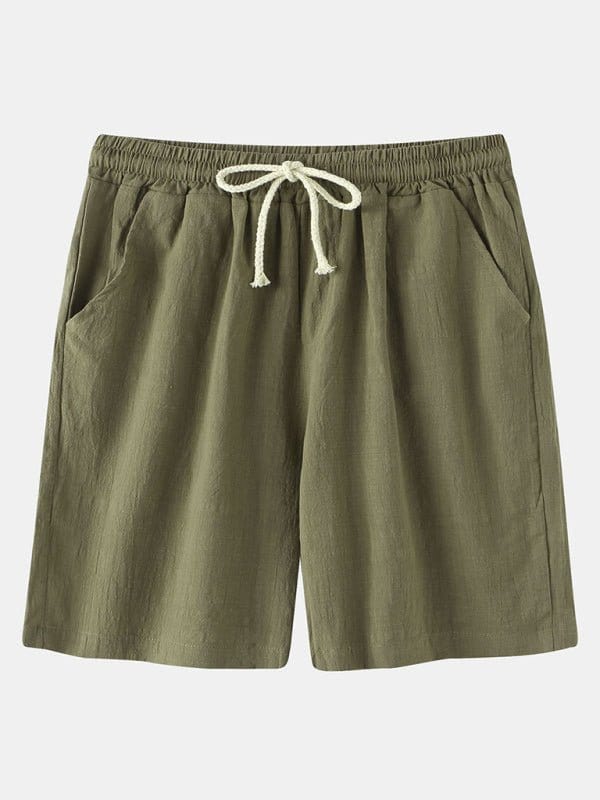 Linen Drawstring Shorts Olive green / S