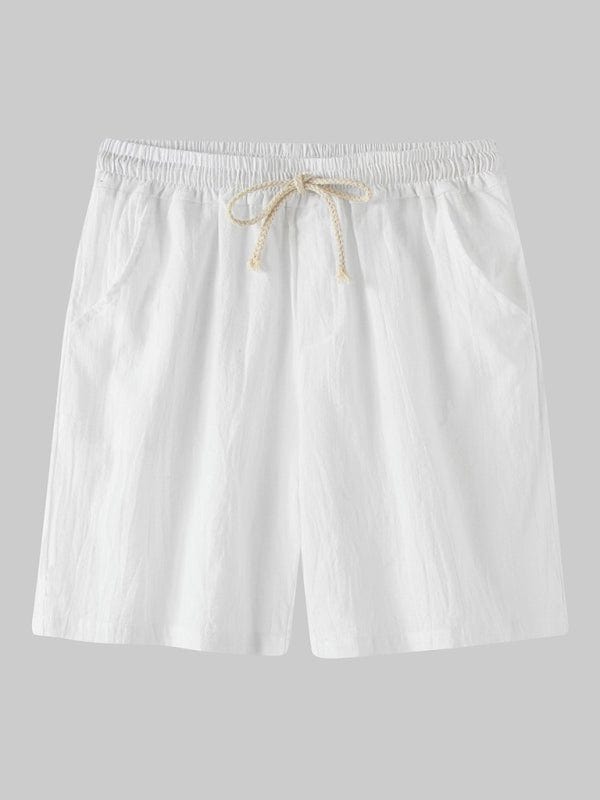 Linen Drawstring Shorts White / S