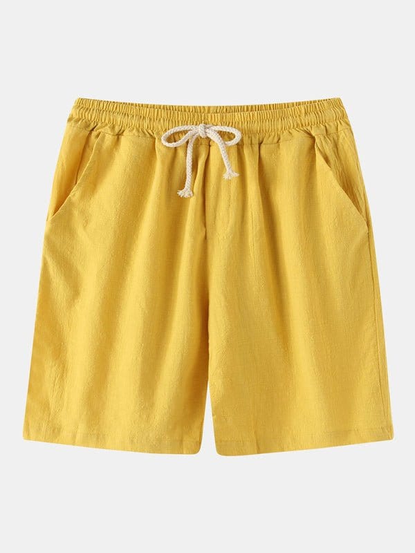 Linen Drawstring Shorts Yellow / S