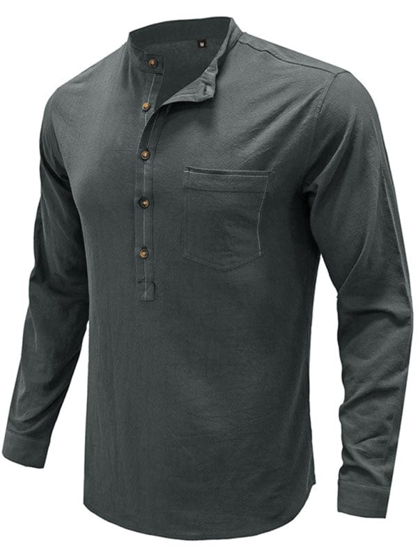 Linen Long Sleeve Henley