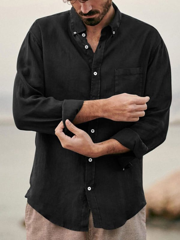 Long Sleeve Button-Up Pocket Shirt