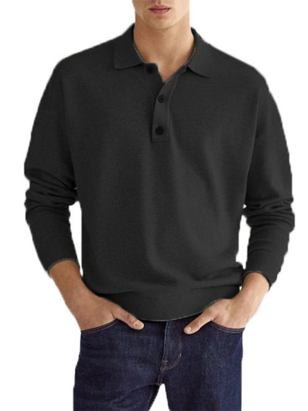 Long Sleeve Polo Shirt Black / S