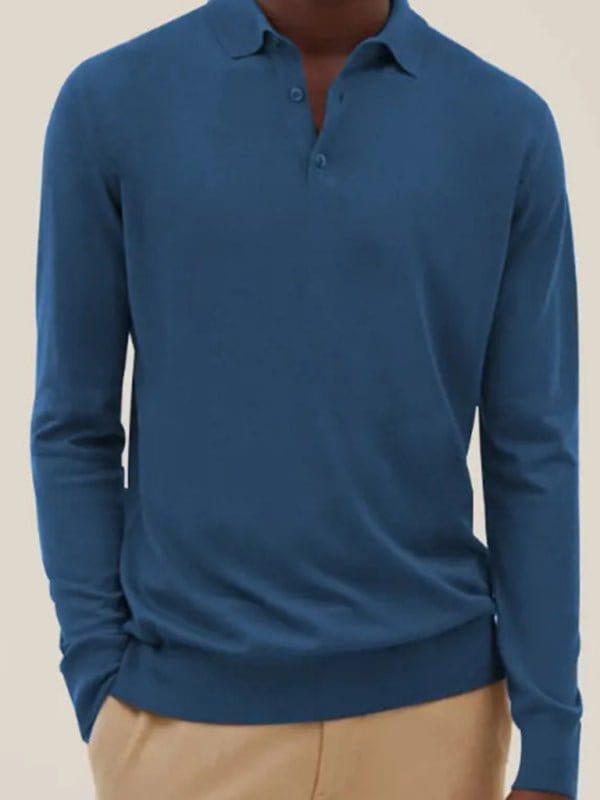 Long Sleeve Polo Shirt Blue / S