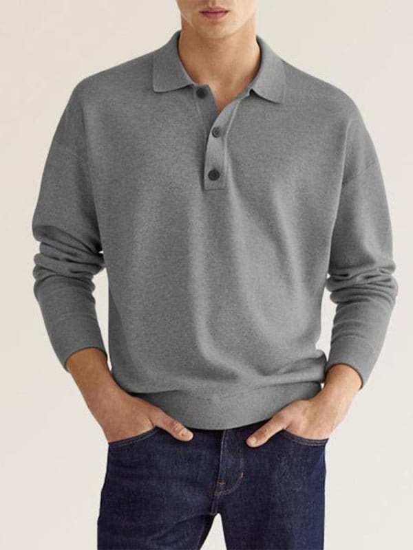 Long Sleeve Polo Shirt Grey / S