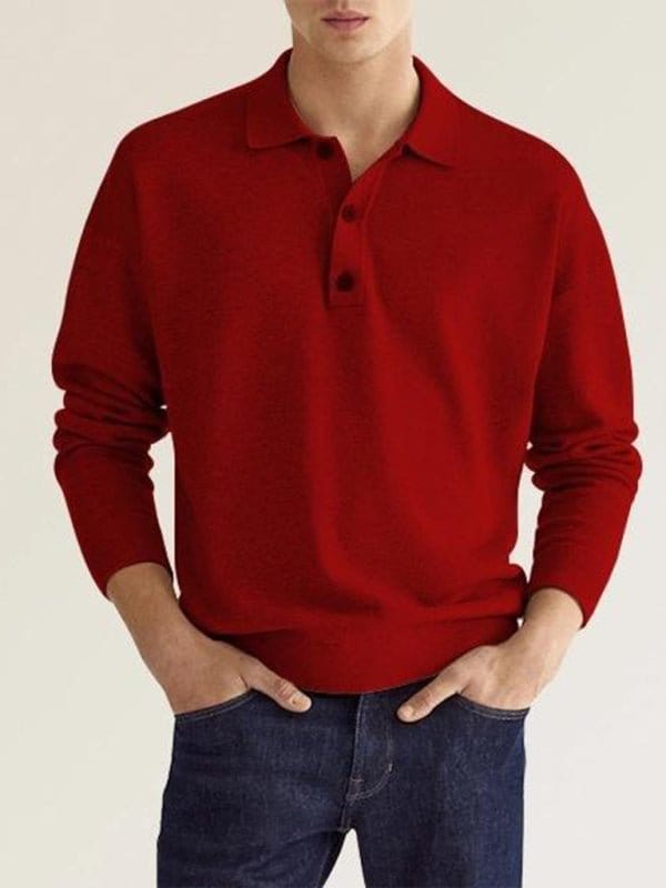 Long Sleeve Polo Shirt Red / S