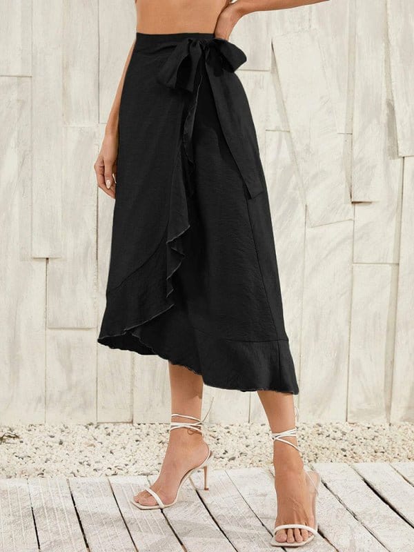 Long Wrap-around Skirt Black / S