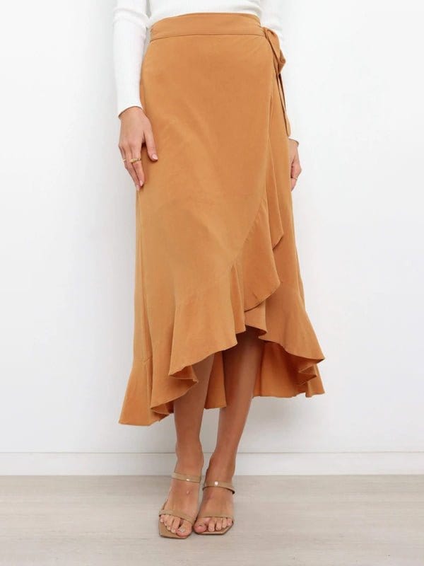 Long Wrap-around Skirt Khaki / S