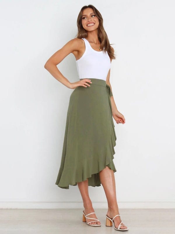 Long Wrap-around Skirt Olive green / S