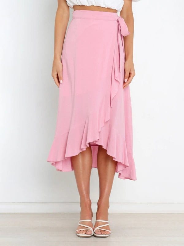 Long Wrap-around Skirt Pink / S