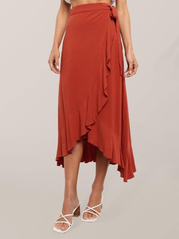 Long Wrap-around Skirt Red / S