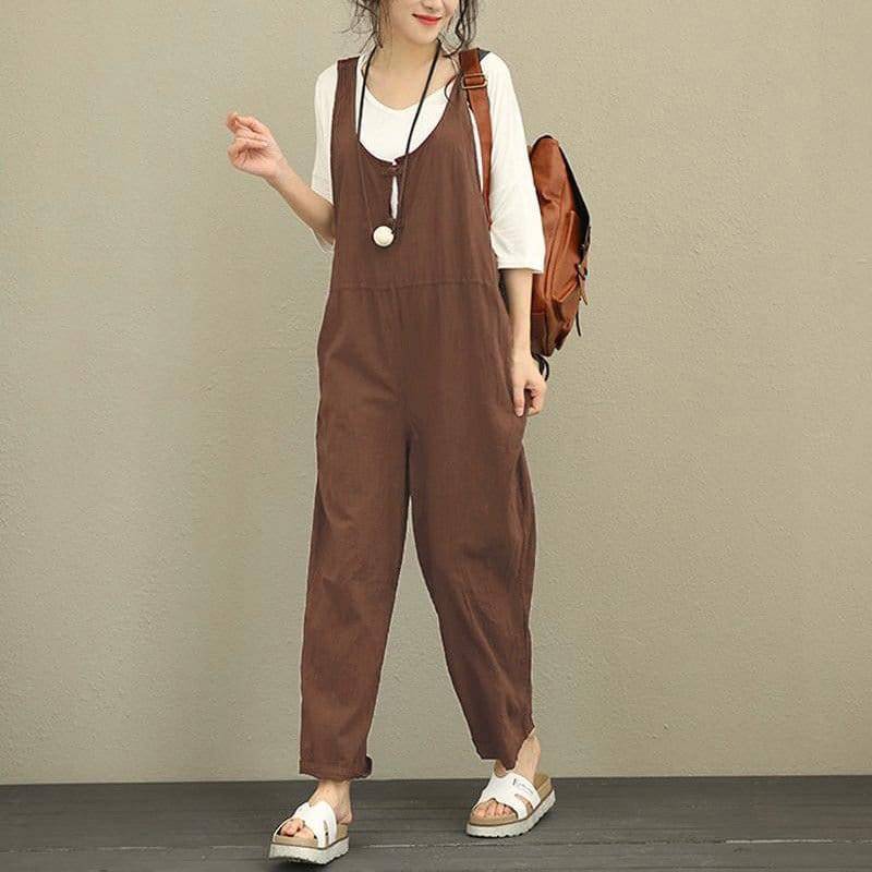 Loose Comfy Jumpsuit Brown / S