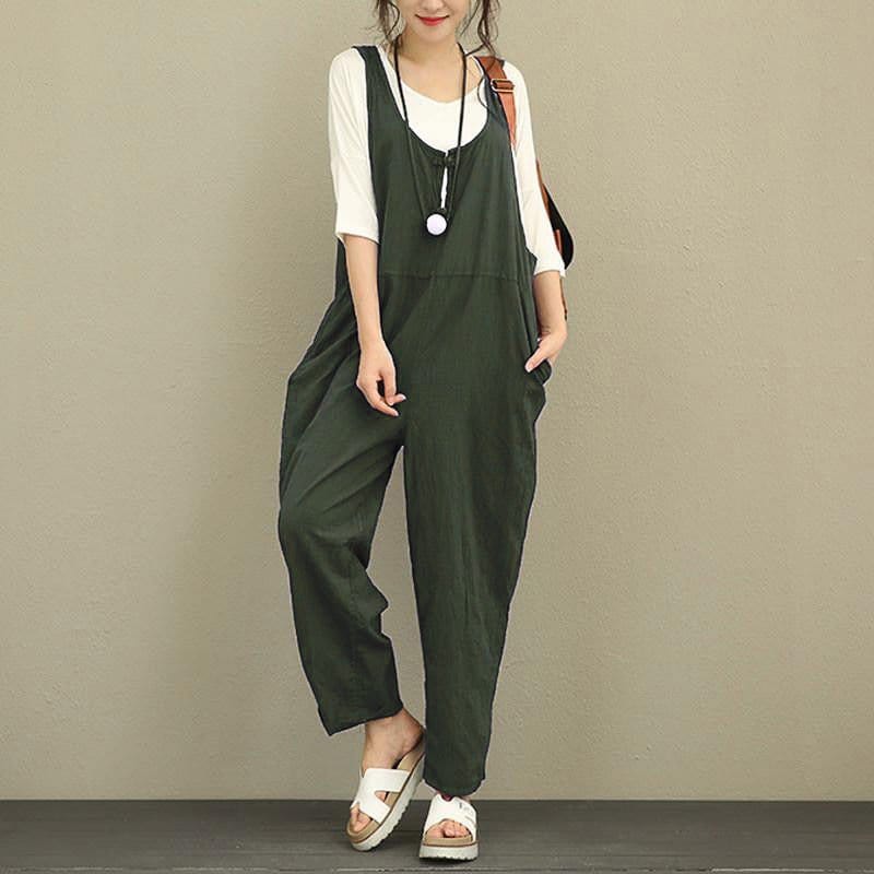 Loose Comfy Jumpsuit Green / S