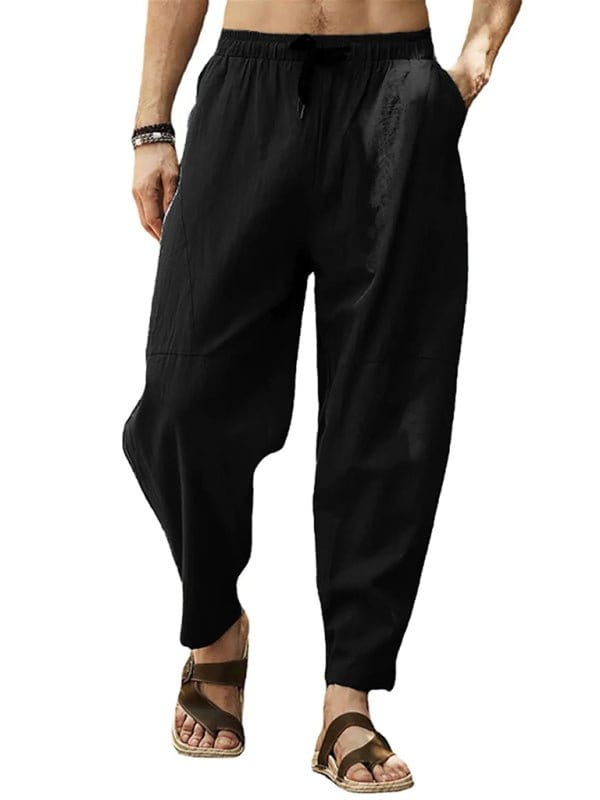 Loose Drawstring Pants Black / M