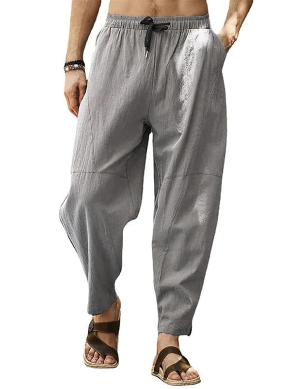 Loose Drawstring Pants Grey / M