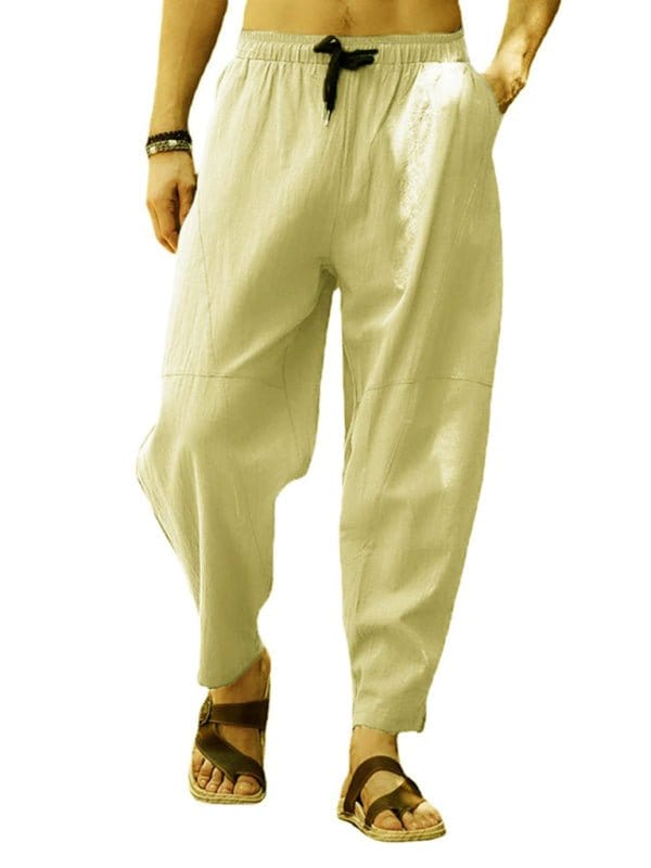 Loose Drawstring Pants Yellow / M