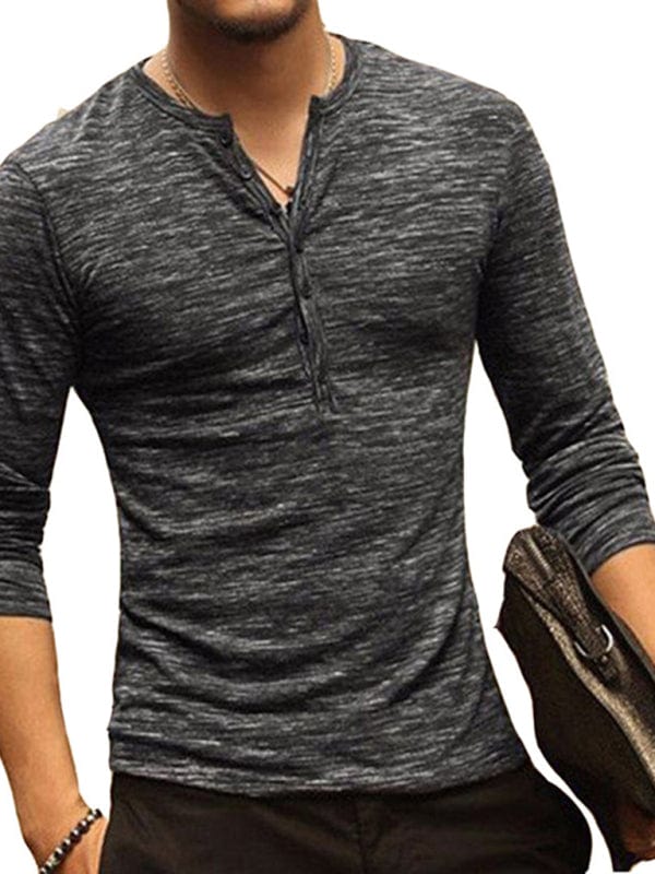 Men's Long Sleeved Henley