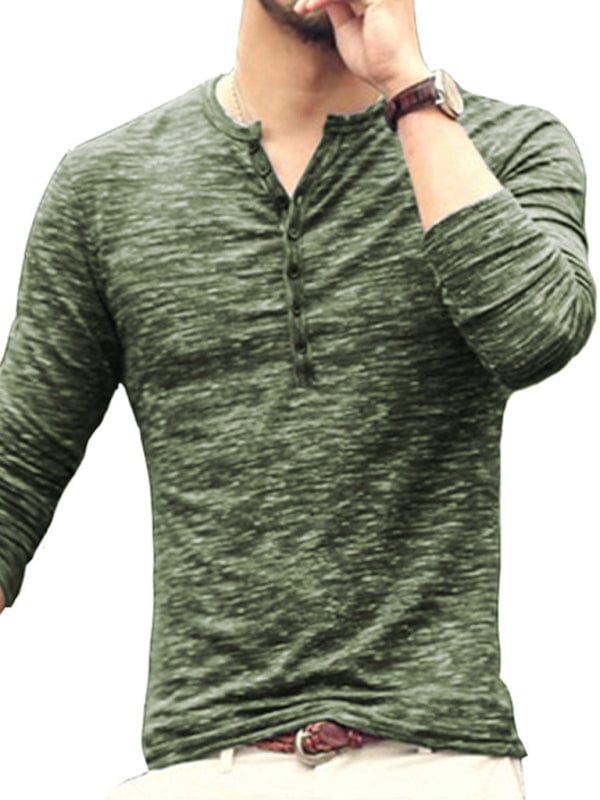 Men's Long Sleeved Henley