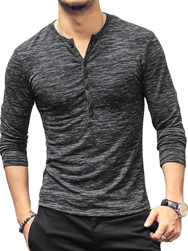 Men's Long Sleeved Henley Black / S