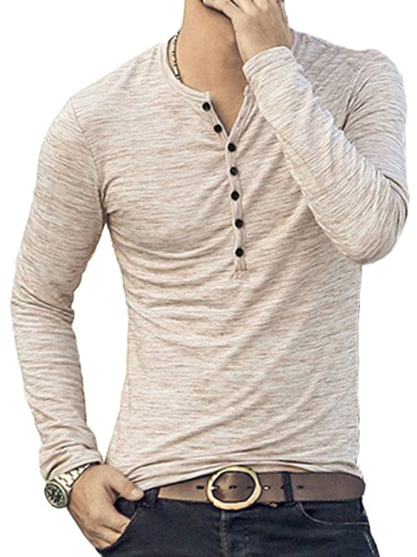 Men's Long Sleeved Henley Cream / S