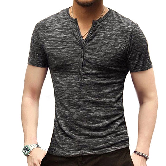 Men's Short Sleeve Slim Fit Henley Black / S