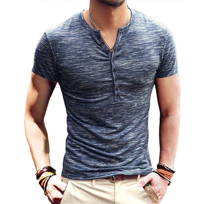 Men's Short Sleeve Slim Fit Henley Blue / S