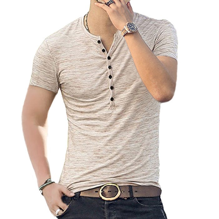 Men's Short Sleeve Slim Fit Henley Cream / S