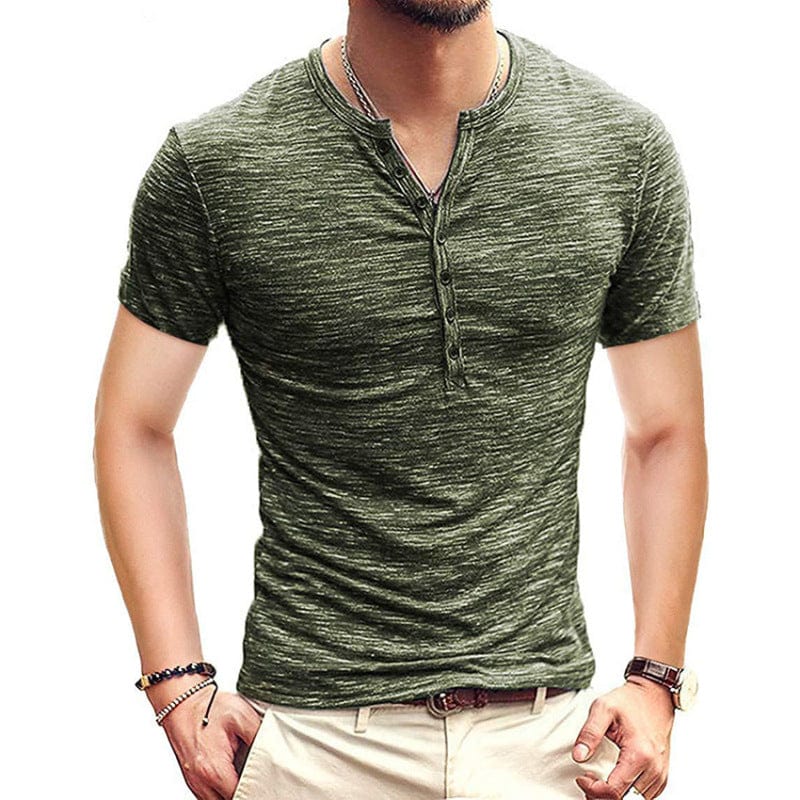 Men's Short Sleeve Slim Fit Henley Green / S