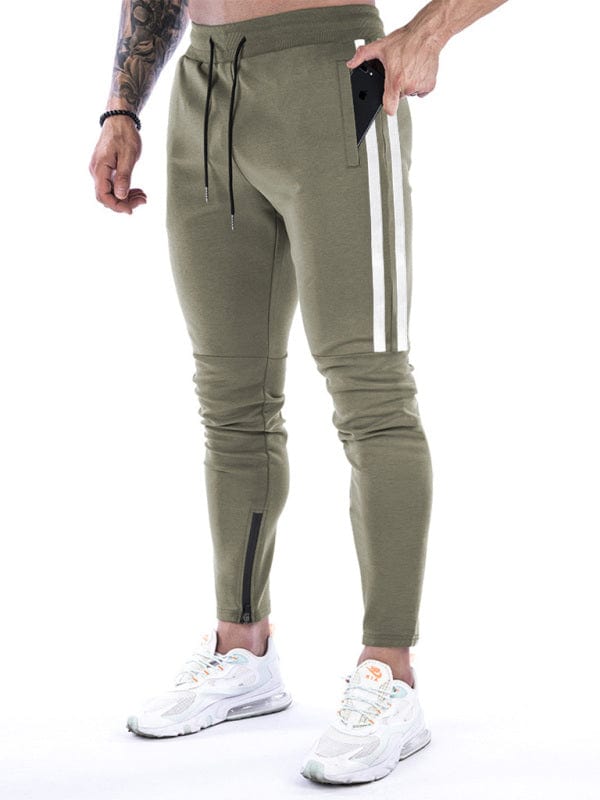 Men's Stripe Ankle Zip Joggers Olive green / S