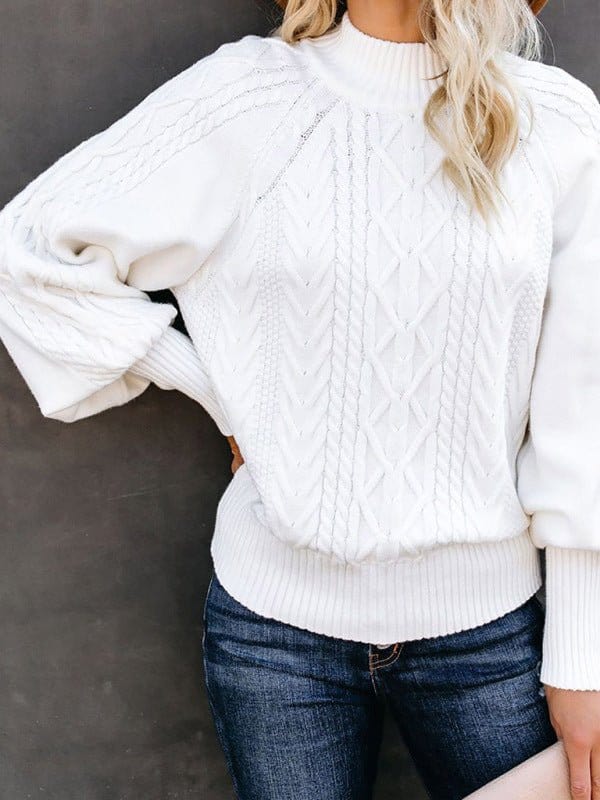 Mid Collar Loose Long Sleeve Sweater