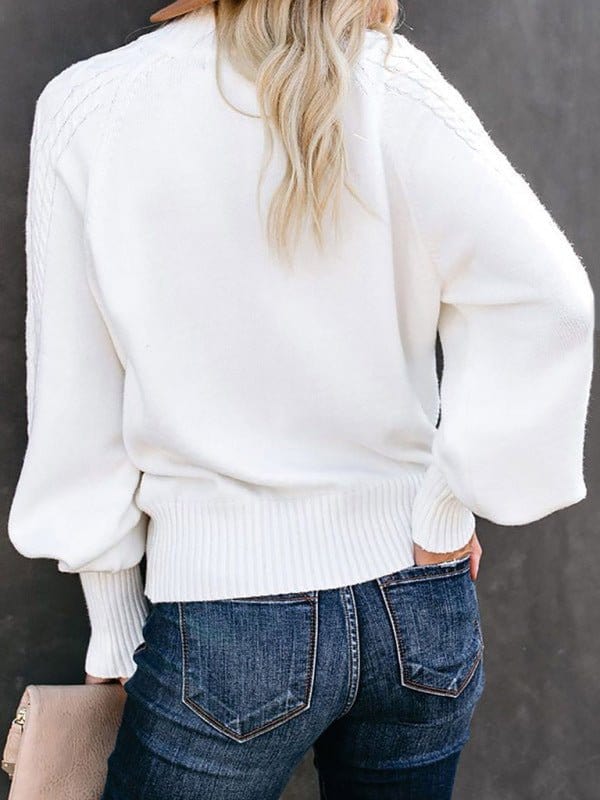 Mid Collar Loose Long Sleeve Sweater