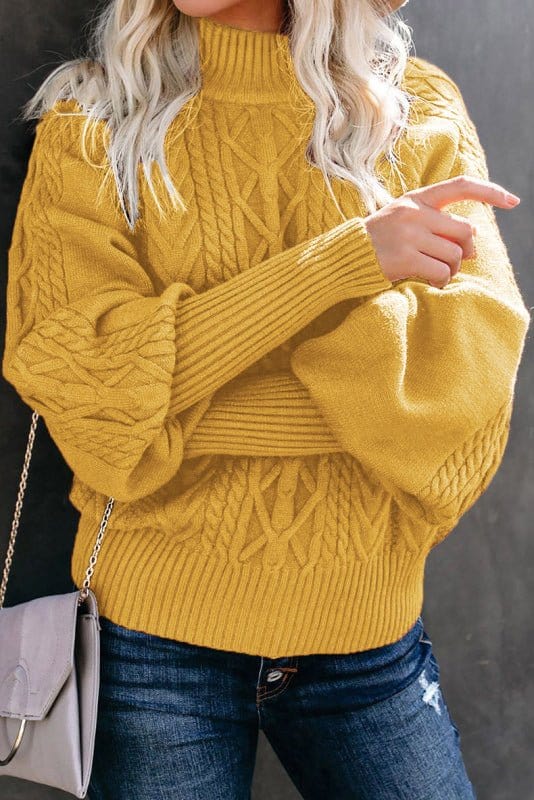 Mid Collar Loose Long Sleeve Sweater