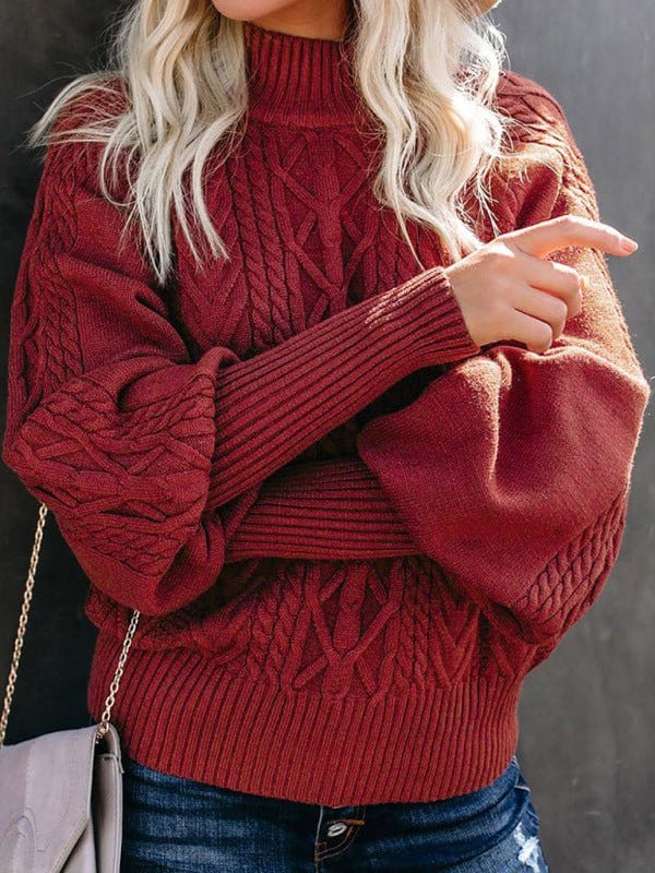 Mid Collar Loose Long Sleeve Sweater