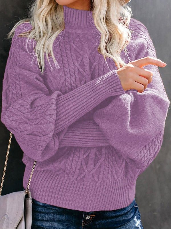 Mid Collar Loose Long Sleeve Sweater