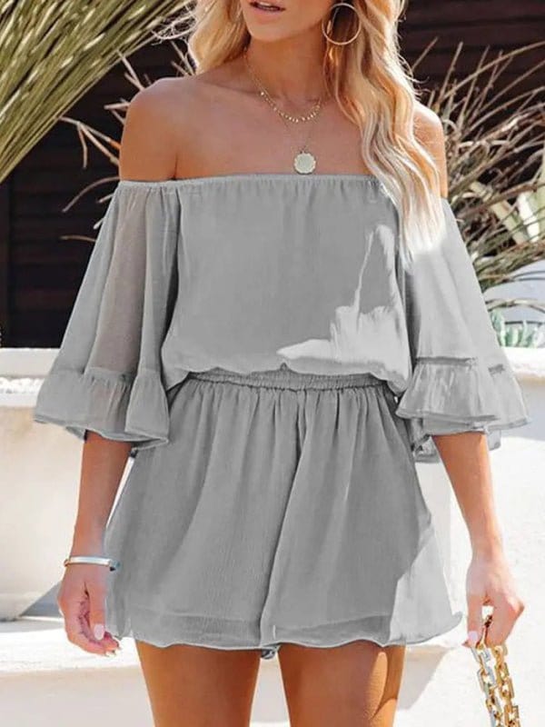 Off-the-Shoulder Chiffon Romper