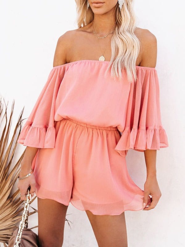 Off-the-Shoulder Chiffon Romper