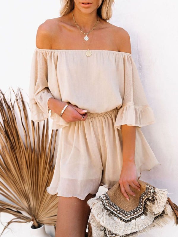 Off-the-Shoulder Chiffon Romper