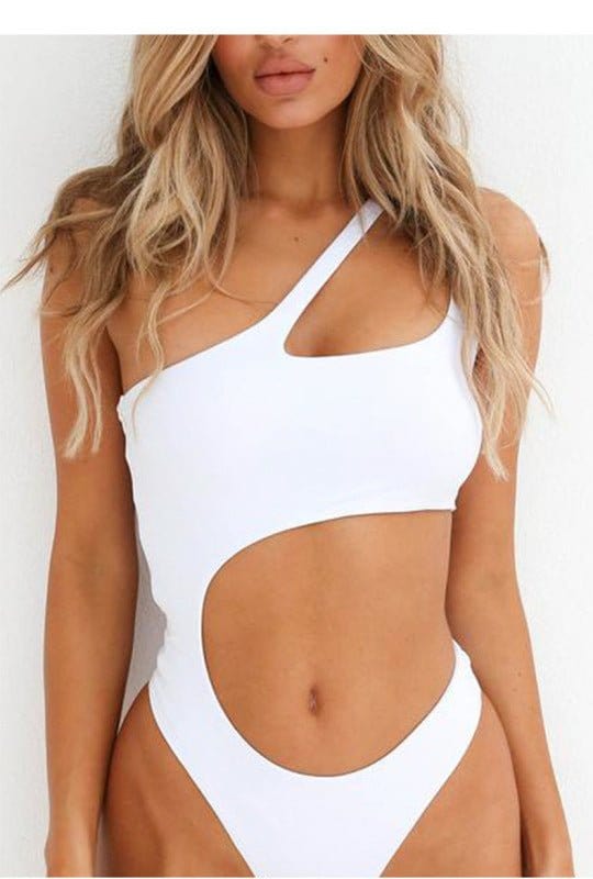 Palm Beach One-Shoulder Cutout One-Piece Swimsuit White / S