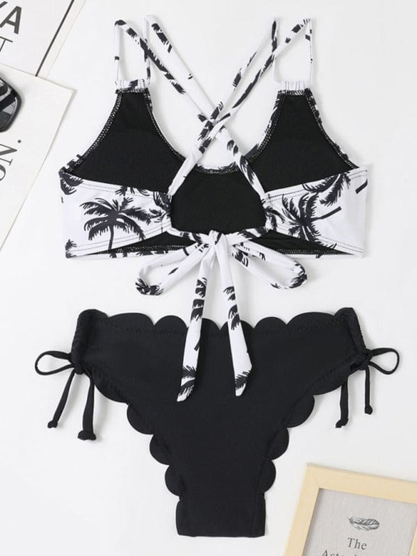 Palm Tree with Petals Pattern Bottom Bikini