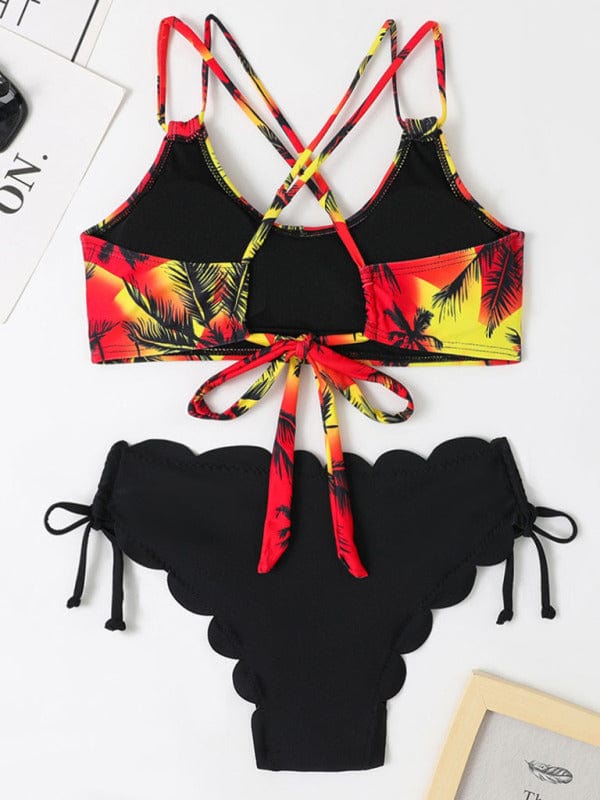 Palm Tree with Petals Pattern Bottom Bikini