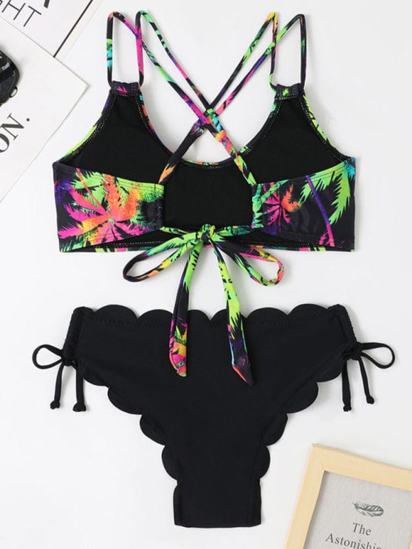 Palm Tree with Petals Pattern Bottom Bikini