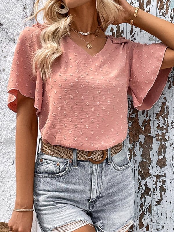 Pink Ruffle Shoulder Top